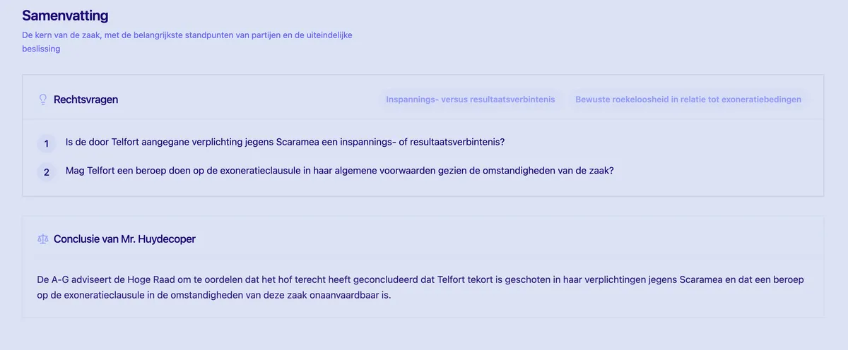 Overview of legal questions in an Advocate General conclusion