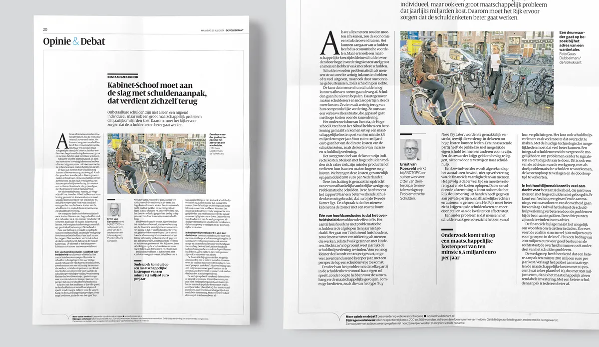 A opinion piece in newspaper De Volkskrant by Ernst van Koesveld.