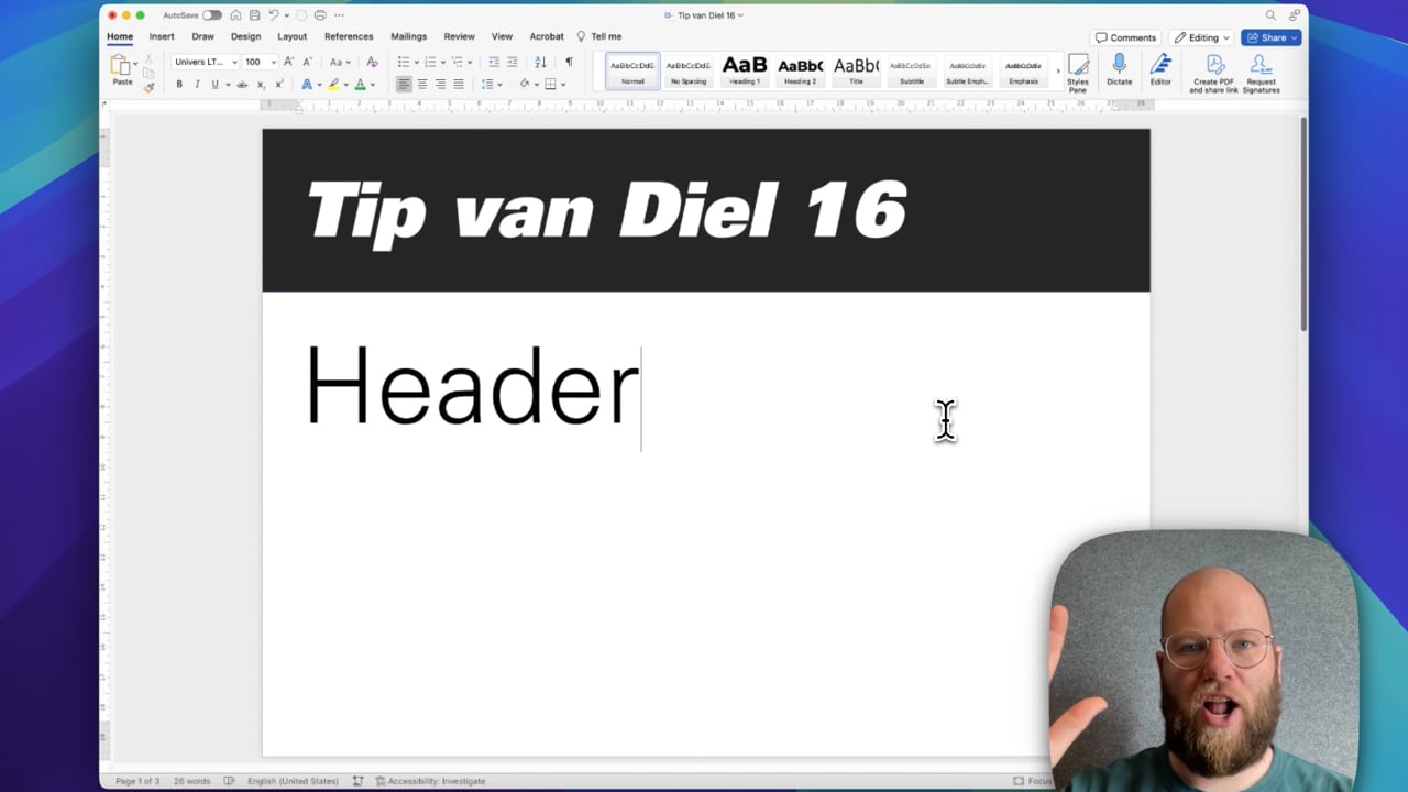 Gebruik secties in Word om unieke headers per deel toe te voegen