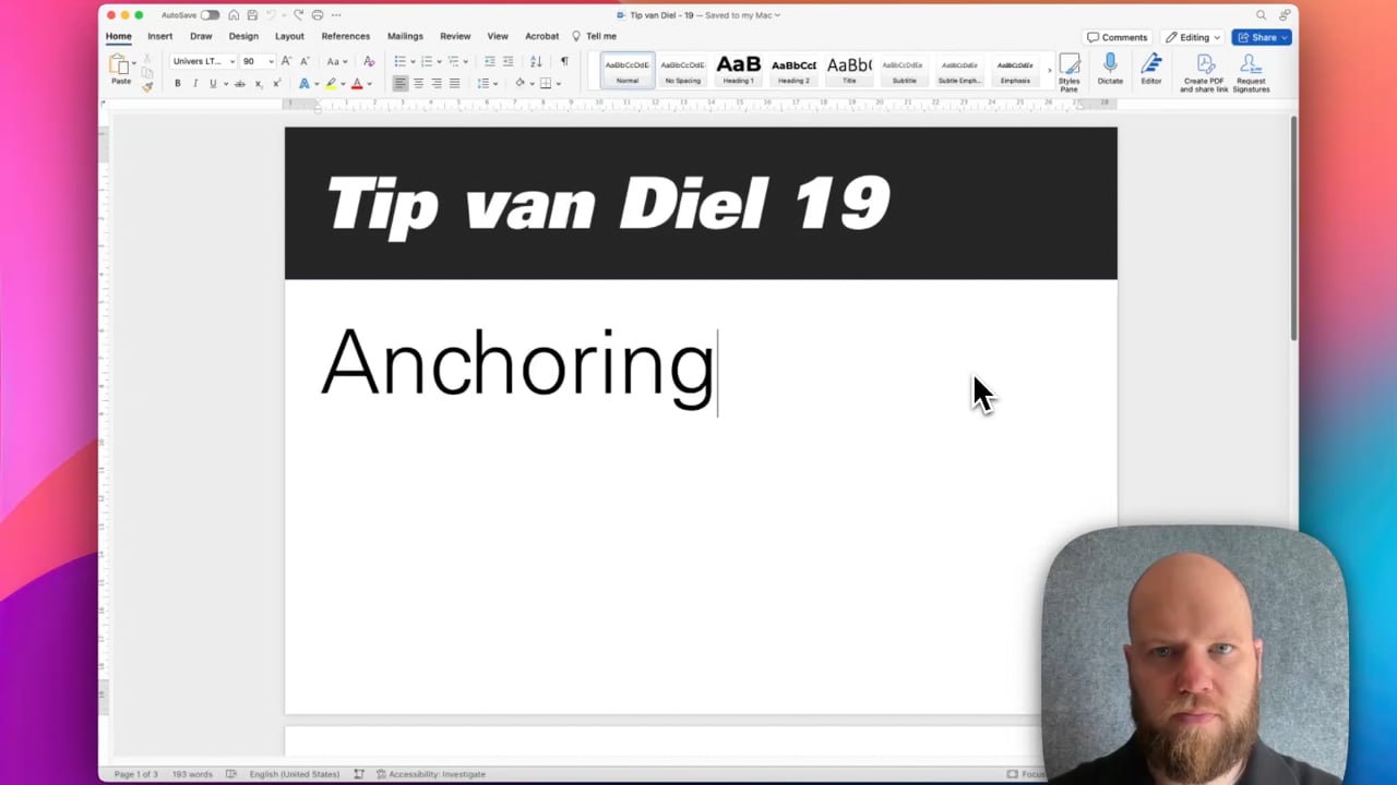 Houd objecten op hun plaats met ankers in Word