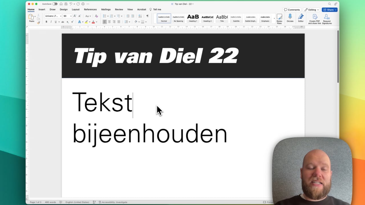 Houd tekst samen met regel en pagina-einde in Word