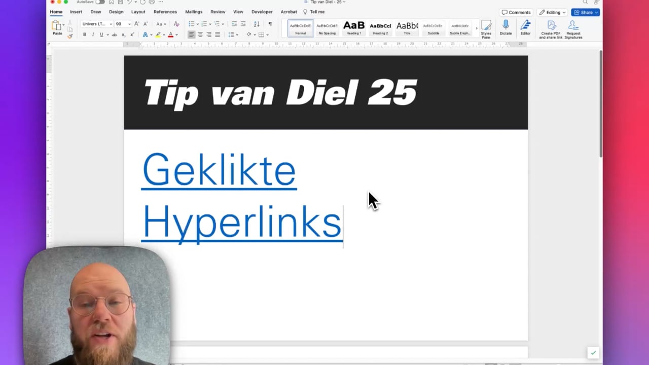 Pas de opmaak van hyperlinks in Word aan
